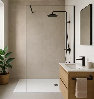 MAMPARA DE DUCHA FRONTAL FIJA CARIBE PRO 120CM NEGRO