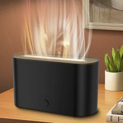 BCOOSS Essential Oil Diffuser Aromatherapy Aroma Air Diffuser with Flame Light , Black
