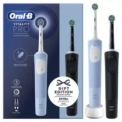 ORAL-B - Spazzolino elettrico PW VITALITY PRO DUO HBOX-Blu, Nero