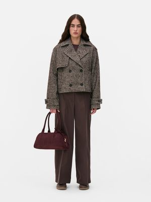 Gabardina corta texturizada