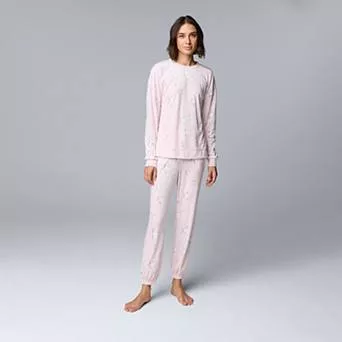 Women's Simply Vera Vera Wang Long Sleeve Pajama Top & Pajama Jogger Set
