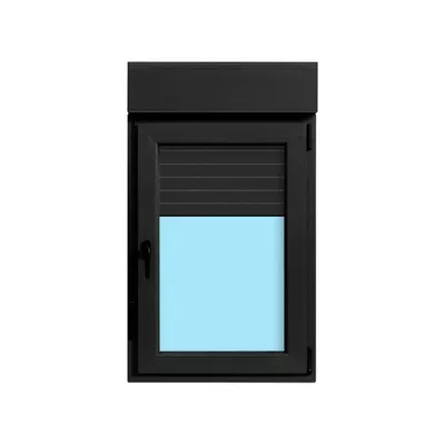 VENTANA PVC OSCILOBATIENTE CON PERSIANA GRIS GRAFITO 70X118CM