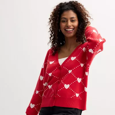 Women's FOREVER & EVER Heart Button-Front Cardigan