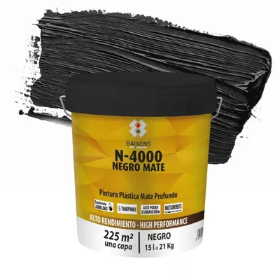 PINTURA PLASTICA NEGRA MATE 15L N-4000