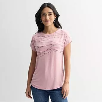 Women's Apt. 9® Short Sleeve Embellished Top