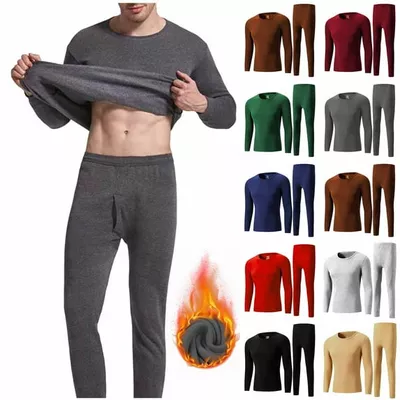 purcolt Men's Big and Tall Thermal Underwear Set Fleece Lined Crewneck Long Johns Base Layer Ski Thermal Warm Winter Top and Bottom Set