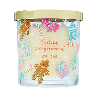 Christmas Gingerbread Candle Gold Lid