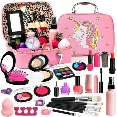 Sendida Washable Kids Makeup Kit for Girls Toys with Cute Makeup Bag, Toy for Girls Age 3 4 5 6 7 8 9 10 Year Old (25PCS)