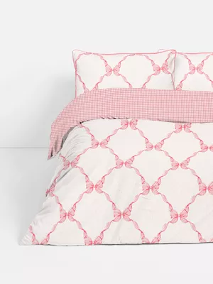 Set de funda nórdica doble con lazos y cuadros vichy