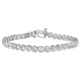 Gemstone Brilliance Lab-Created White Sapphire Heart Tennis Bracelet