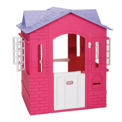 Little Tikes Cape Cottage House, Pink - Pretend Playhouse with Working Doors, Window Shutters, and Flag Holder, for Kids 2-8 Years Old