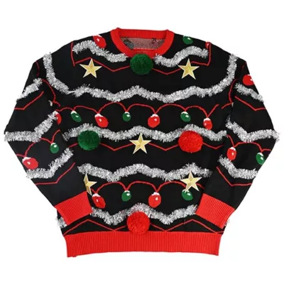 Julesweater m/LED-lys, sort, L