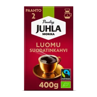 Paulig Juhla Mokka Luomu kahvi suodatinjauhatus 400g