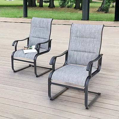 Nuu Garden Outdoor 2-Piece Patio Dining Chairs, Breathable Textilene, Light Gray