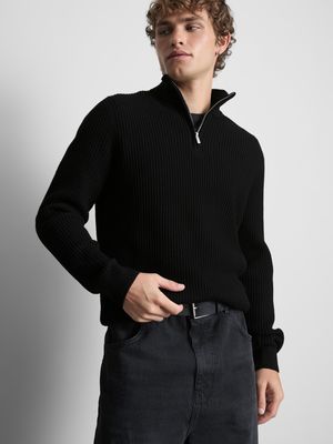 Jersey texturizado con cremallera de 1/4