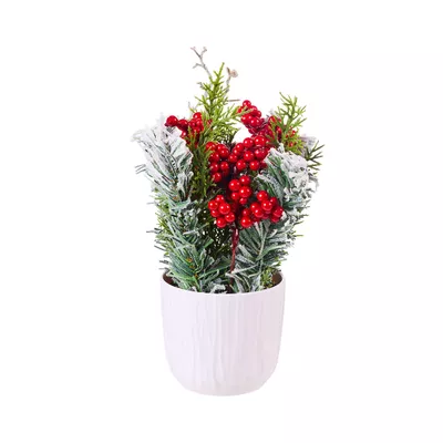 Christmas Floral In Plain White Pot