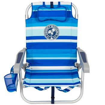 Tommy Bahama 5 Position Beach Chair Green/Blue Stripe 2 Pack