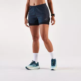 KIPRUN Pantaloncini 2 in 1 running donna RUN 500 COMFORT neri