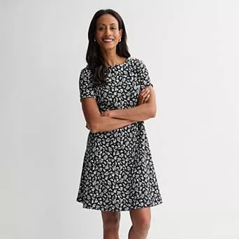 Women's Croft & Barrow® Buttoned Shoulder T-Shirt Dress