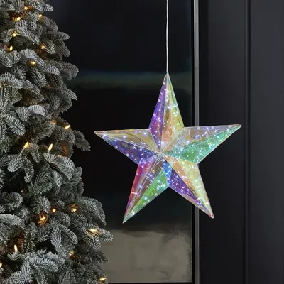 Seasonal LLC Christmas LED Lights - Prismatic Iridescent Traditional Star 14"