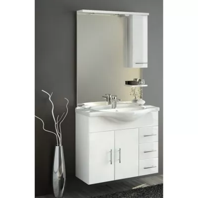 Milobad, Badmøbelsæt, Limone, 86 cm, hvid højglans