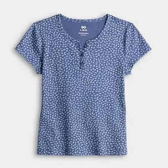 Girls 6-20 SO® Short Sleeve Henley Tee in Regular & Plus Size