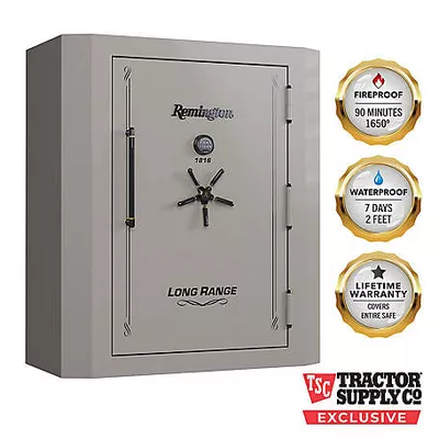 Remington Long Range Fire/Waterproof 84-Gun Safe with Electronic Lock, Ivory Satin Metallic