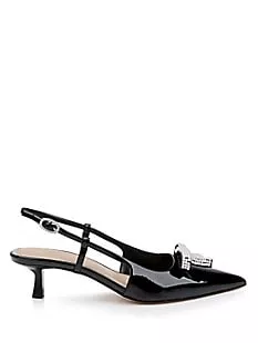 Krystia Embellished Patent Leather Slingback Pumps