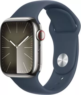 Montre connectée APPLE WATCH Serie 9 Cellular 41mm Acier/Argent Bleu Orage M/L
