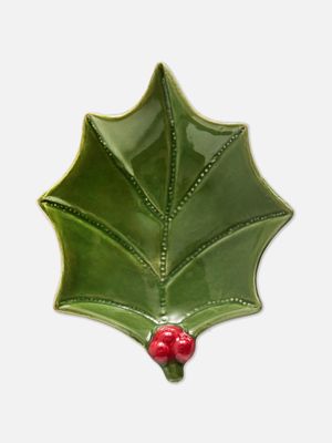 Plato decorativo para abalorios con forma de acebo