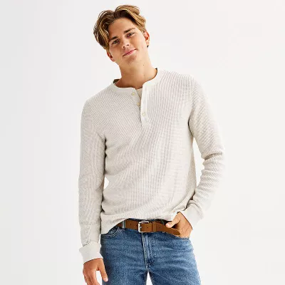 Men's Sonoma Goods For Life® Long Sleeve Waffle Henley Tee