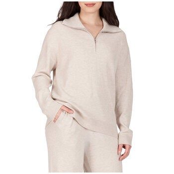 TKEES Women's 1/4 Zip Ribbed Sweater