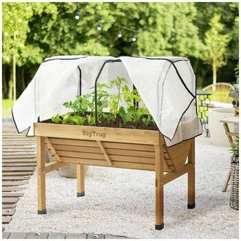 VegTrug 1.2m Classic Home Farm Kit - Natural with Greenhouse Frame & Cover