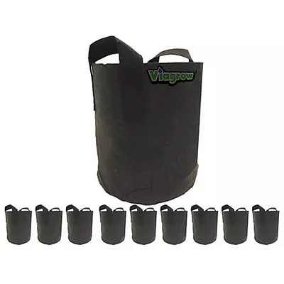 Viagrow 2 gal. Fabric Aeration Grow Bags with Handles, Black, 10-Pack