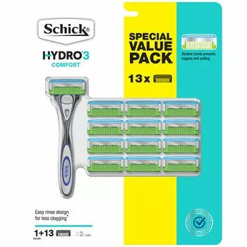 Schick Hydro3 Comfort Razor + 13 Refill Blades