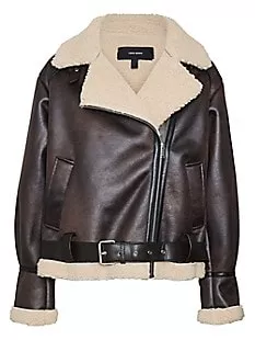 Joanna Teddy-Lined Coated Moto Jacket