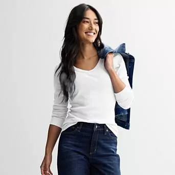 Women's Sonoma Goods For Life® Rib Long Sleeve V-Neck Tee