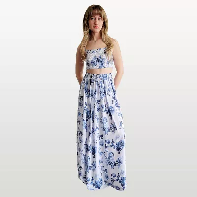 Juniors' 1412 2 pc Floral Cami & Maxi Skirt Set