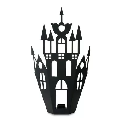 Halloween Black Metal Haunted House Tealight Candle Holder, 19.2", by Way To Celebrate