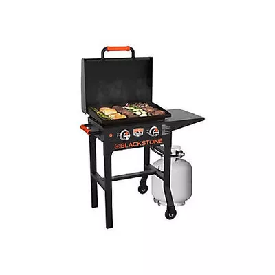 Blackstone 2-Burner Propane Gas Flat Top Cart Griddle with Hood, 22 in., Black