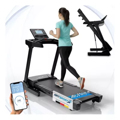 ArtSport Laufband Speedrunner 6000, 20 km/h elektrisch, klappbar mit App & MP3 – Schwarz