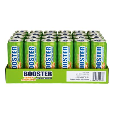 Booster Energy Drink Curuba-Elderflower 0,33 Liter Dose, 24er Pack