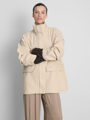 Chaqueta de lona de algodón con cuello chimenea