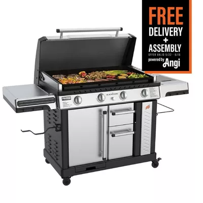 Blackstone ProSeries 4-Burner 36" Propane Griddle with Stainless Steel Cabinet and Hood