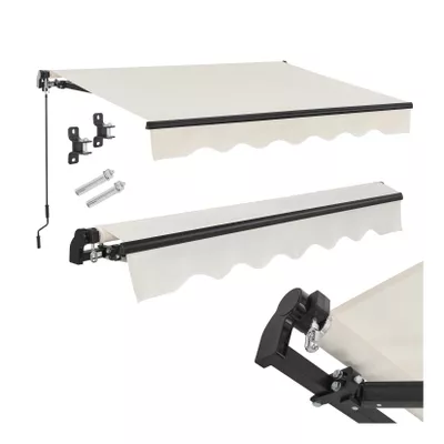 Juskys Markise 250 x 200 cm für Terrasse & Balkon - mit Kurbel & Halterung - Gelenkarmmarkise Beige
