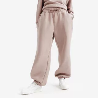 DECATHLON Pantaloni tuta donna ELEMENTALS flare felpati marroni