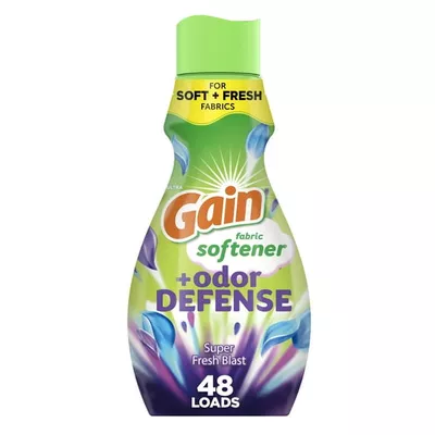 Gain Odor Defense Liquid Fabric Softener, Freshness + Odor Protection, Super Fresh Blast Scent, 35 fl oz, 48 Loads