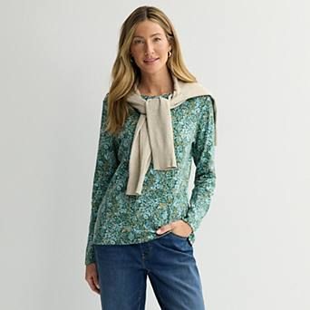 Women's Croft & Barrow® Essential Long-Sleeve Classic Crewneck Tee
