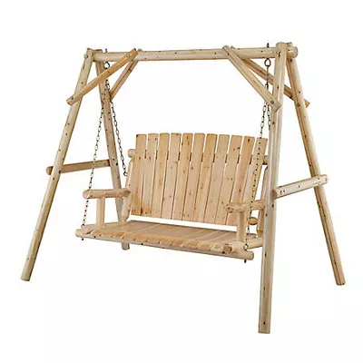 Red Shed 2-Person A-Frame Log Swing, 450 lb. Weight Capacity, Light Color