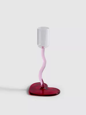 Portavelas de vidrio con base con forma de corazón